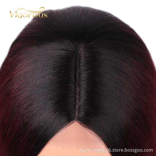 Hot Sale African Fiber Lace Bob Short Machine Made High Quality Ombre Black Bug Short Synthetic Hair Wigs